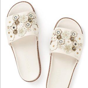 Coach White Tea Rose Slides Size 7